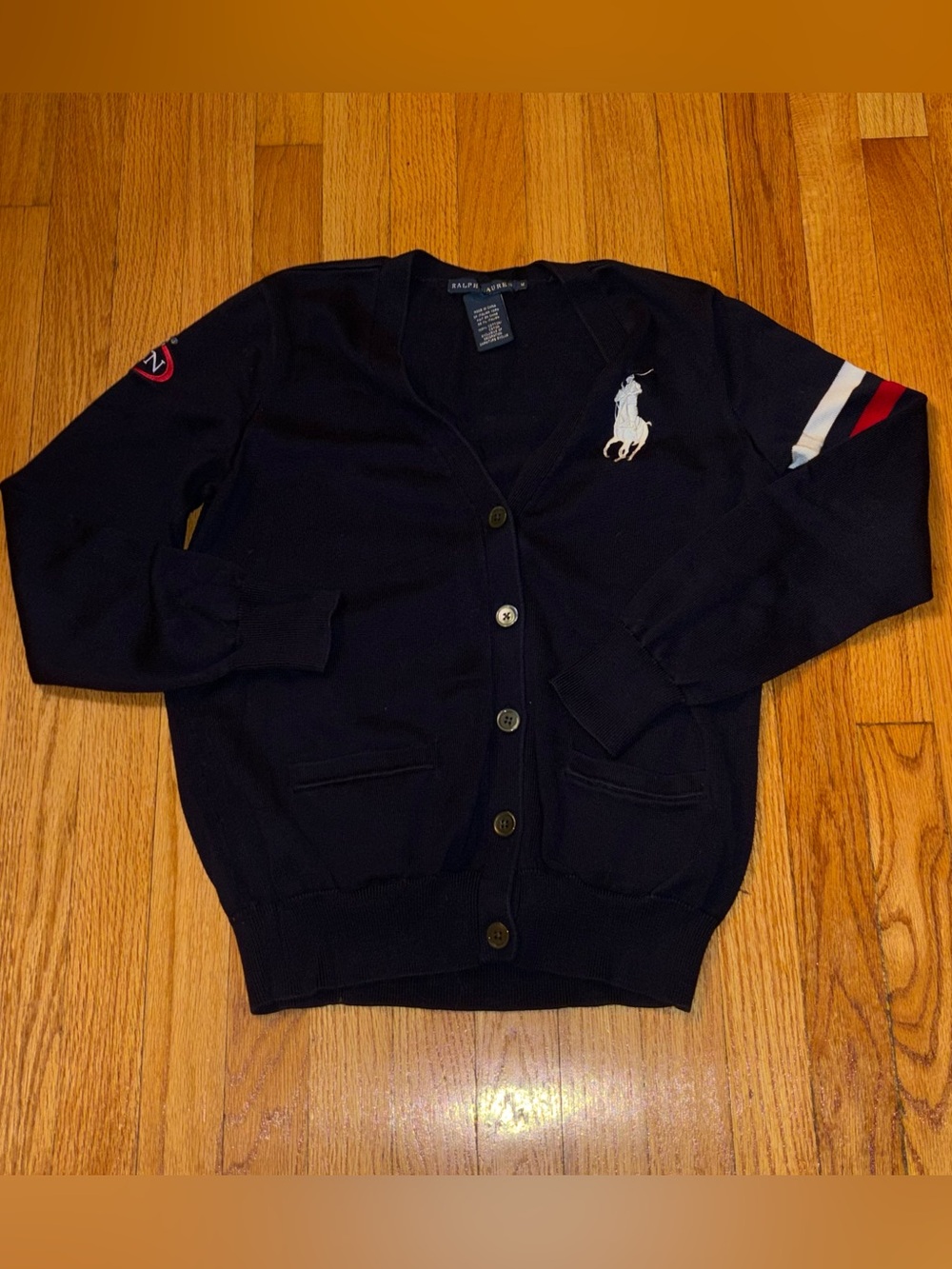 Ralph Lauren Women’s Navy Cotton 2013 US Open Cardigan – Size Medium